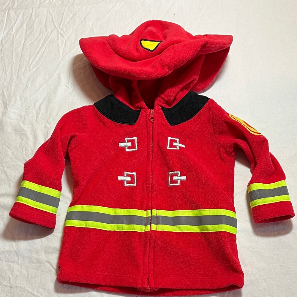 6-9M Carter's Fleece Red Hoodie Firefighter Jacket and Hat